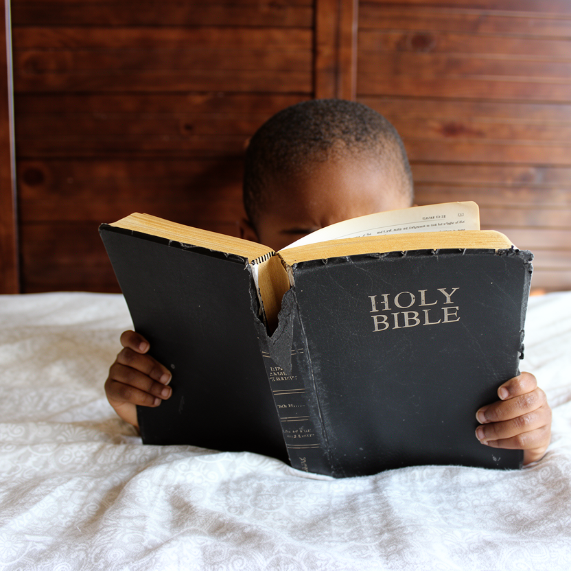 A child reading the holy bible.
