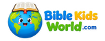Logo of Bible Kids World with a smiling Earth and open book on a white background